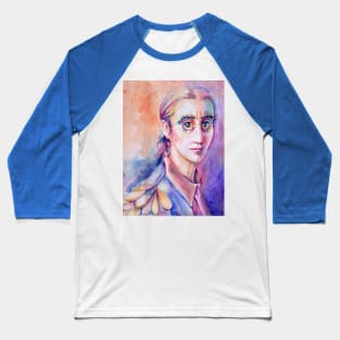 Bird Person Watercolor Portrait Baseball T-Shirt